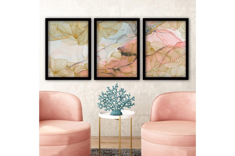Dekorativ indrammet maleri 3-Dele 35x45 cm, Flerfarvet