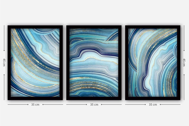 Dekorativ indrammet maleri 3-Dele 35x45 cm - Flerfarvet - Boligtilbehør - Billeder & kunst - Billeder på lærred