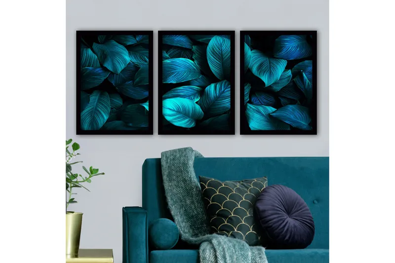 Dekorativ indrammet maleri 3-Dele 35x45 cm, Flerfarvet