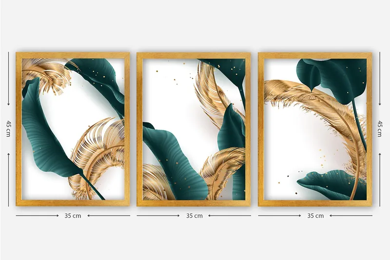 Dekorativ indrammet maleri 3-Dele 35x45 cm - Flerfarvet - Boligtilbehør - Billeder & kunst - Billeder på lærred