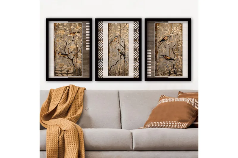 Dekorativ indrammet maleri 3-Dele 35x45 cm, Flerfarvet