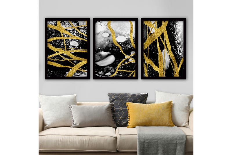 Dekorativ indrammet maleri 3-Dele 35x45 cm, Flerfarvet