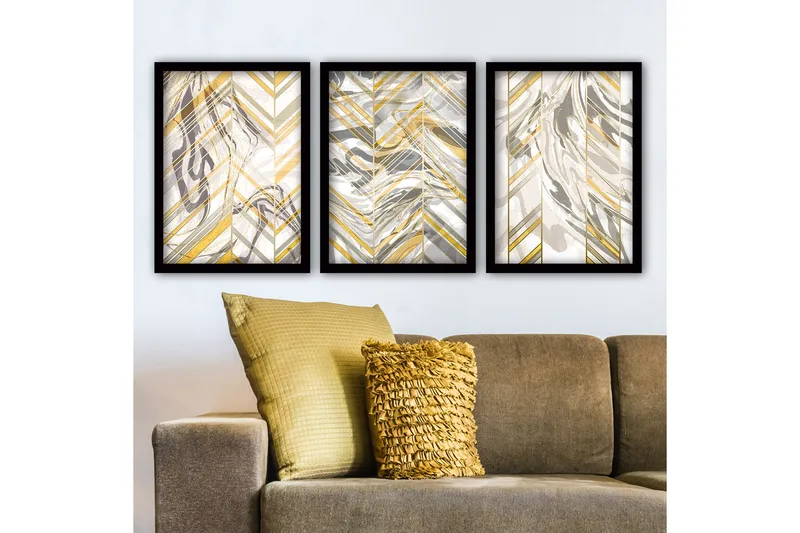 Dekorativ indrammet maleri 3-Dele 35x45 cm, Flerfarvet