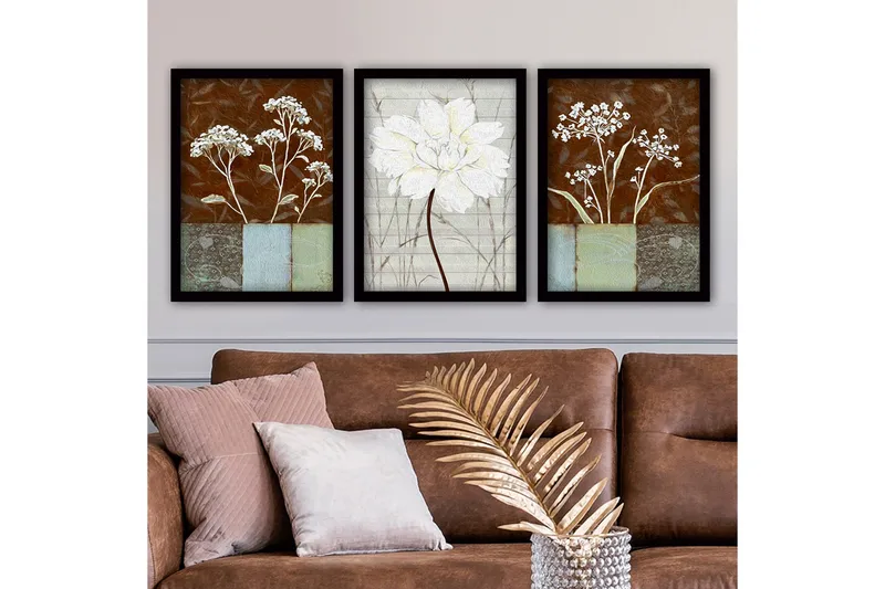 Dekorativ indrammet maleri 3-Dele 35x45 cm, Flerfarvet