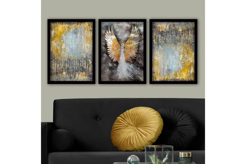 Dekorativ indrammet maleri 3-Dele 35x45 cm, Flerfarvet