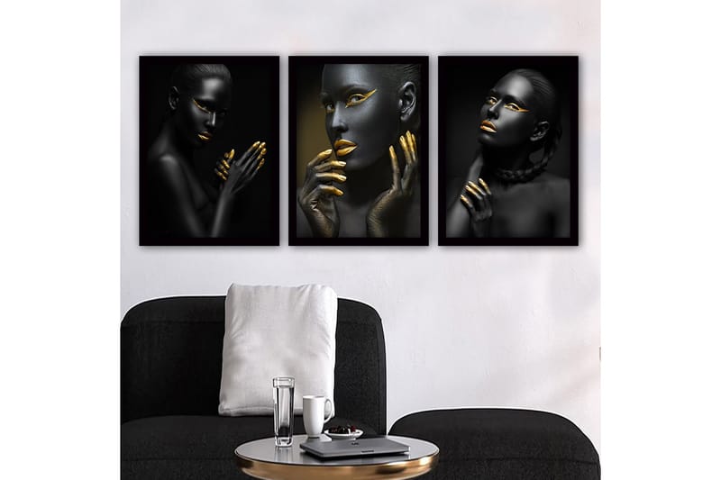 Dekorativ indrammet maleri 3-Dele 35x45 cm, Flerfarvet