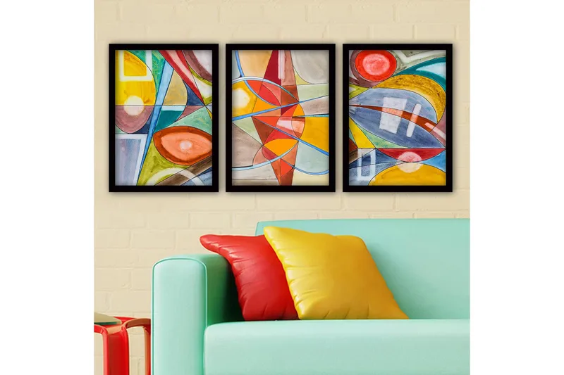 Dekorativ indrammet maleri 3-Dele 35x45 cm, Flerfarvet