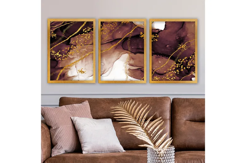 Dekorativ indrammet maleri 3-Dele 35x45 cm, Flerfarvet