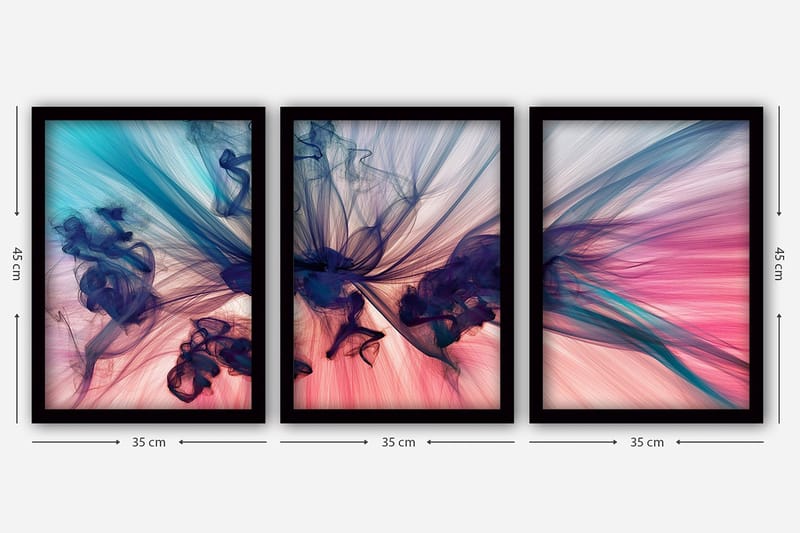Dekorativ indrammet maleri 3-Dele 35x45 cm - Flerfarvet - Boligtilbehør - Billeder & kunst - Billeder på lærred