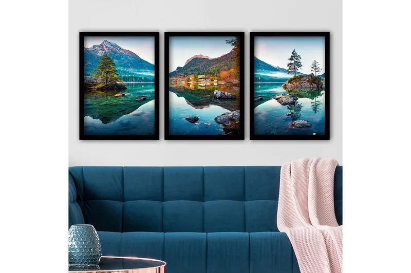 Dekorativ indrammet maleri 3-Dele 35x45 cm, Flerfarvet