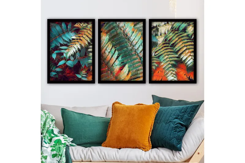 Dekorativ indrammet maleri 3-Dele 35x45 cm, Flerfarvet