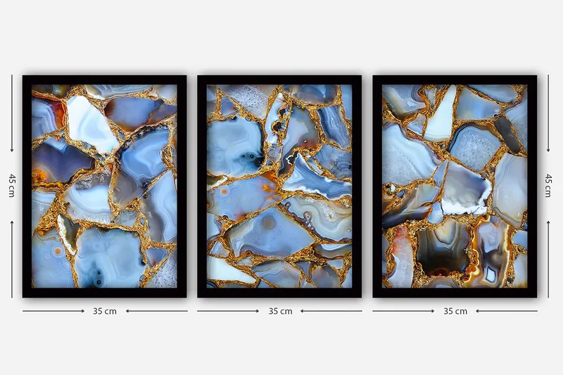 Dekorativ indrammet maleri 3-Dele 35x45 cm - Flerfarvet - Boligtilbehør - Billeder & kunst - Billeder på lærred