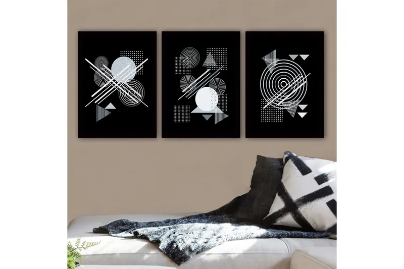 Dekorativ indrammet maleri 3-Dele 35x45 cm, Flerfarvet