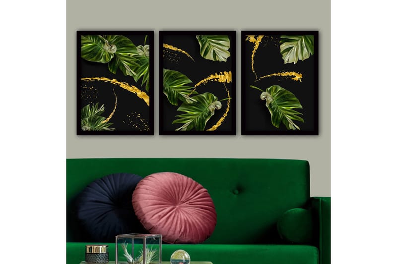 Dekorativ indrammet maleri 3-Dele 35x45 cm, Flerfarvet