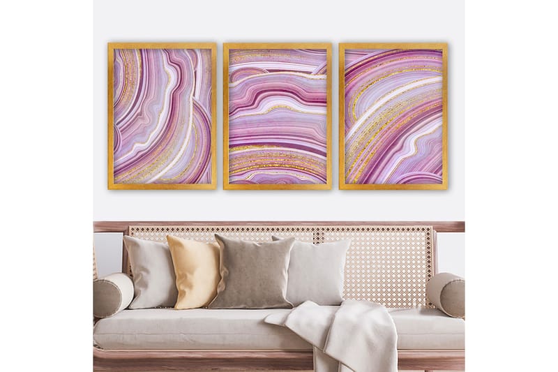 Dekorativ indrammet maleri 3-Dele 35x45 cm, Flerfarvet