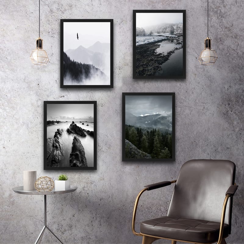 Dekorativ indrammet maleri  30x40 cm - Flerfarvet - Boligtilbehør - Billeder & kunst - Billeder på lærred