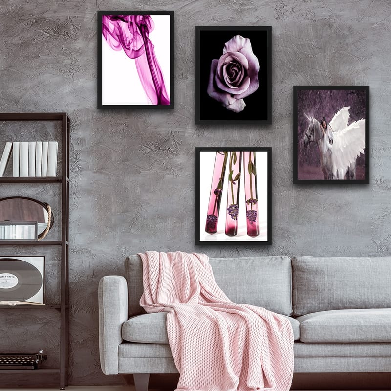 Dekorativ indrammet maleri  30x40 cm - Flerfarvet - Boligtilbehør - Billeder & kunst - Billeder på lærred