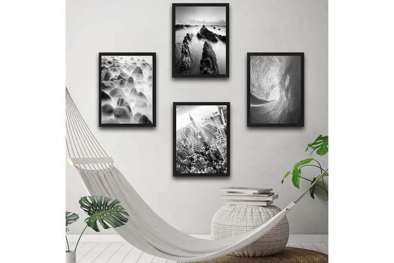 Dekorativ indrammet maleri  30x40 cm - Flerfarvet - Boligtilbehør - Billeder & kunst - Billeder på lærred