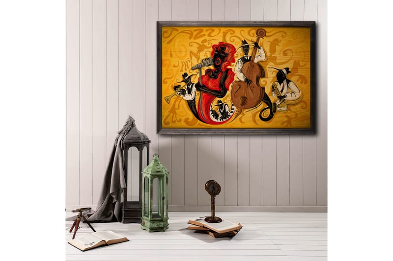 Dekorativ indrammet maleri  35x50 cm - Flerfarvet - Boligtilbehør - Billeder & kunst - Billeder på lærred