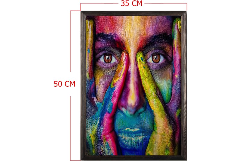 Dekorativ indrammet maleri  35x50 cm - Flerfarvet - Boligtilbehør - Billeder & kunst - Billeder på lærred