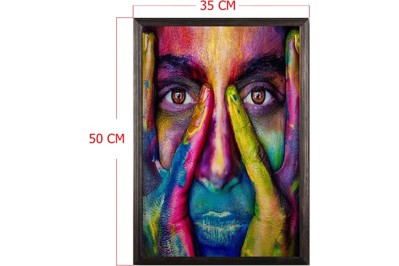 Dekorativ indrammet maleri  35x50 cm - Flerfarvet - Billeder på lærred