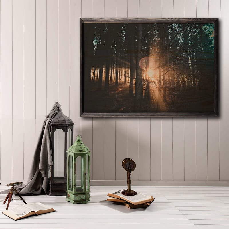 Dekorativ indrammet maleri  35x50 cm - Flerfarvet - Boligtilbehør - Billeder & kunst - Billeder på lærred