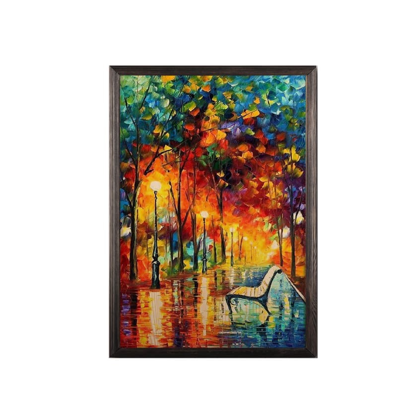 Dekorativ indrammet maleri  35x50 cm - Flerfarvet - Boligtilbehør - Billeder & kunst - Billeder på lærred