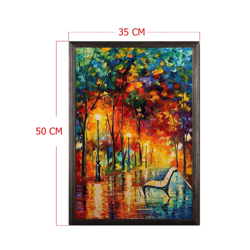 Dekorativ indrammet maleri  35x50 cm - Flerfarvet - Boligtilbehør - Billeder & kunst - Billeder på lærred