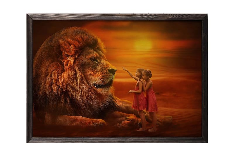 Dekorativ indrammet maleri  35x50 cm - Flerfarvet - Boligtilbehør - Billeder & kunst - Billeder på lærred