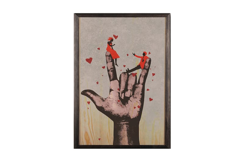 Dekorativ indrammet maleri  35x50 cm - Flerfarvet - Boligtilbehør - Billeder & kunst - Billeder på lærred