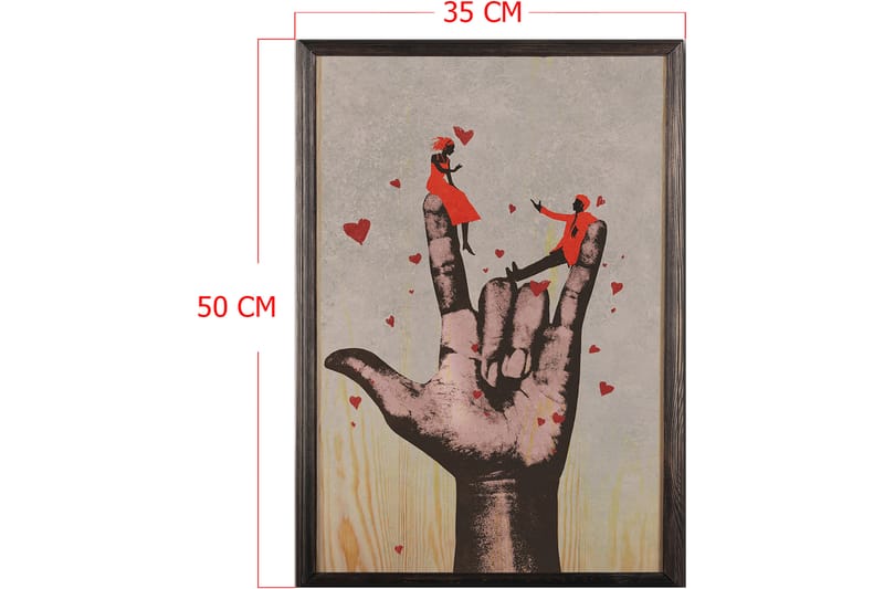 Dekorativ indrammet maleri  35x50 cm - Flerfarvet - Boligtilbehør - Billeder & kunst - Billeder på lærred
