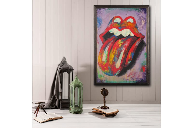 Dekorativ indrammet maleri  35x50 cm - Flerfarvet - Boligtilbehør - Billeder & kunst - Billeder på lærred