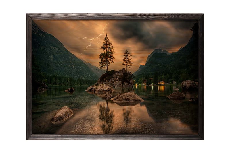 Dekorativ indrammet maleri  35x50 cm - Flerfarvet - Boligtilbehør - Billeder & kunst - Billeder på lærred