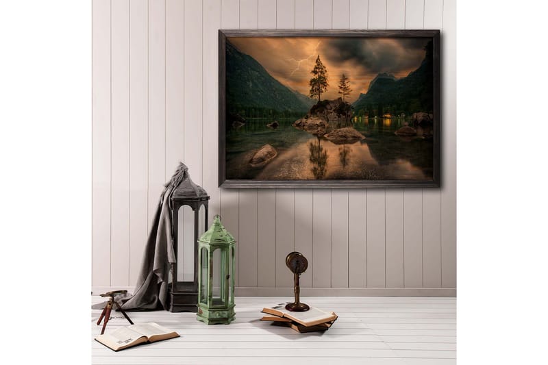 Dekorativ indrammet maleri  35x50 cm - Flerfarvet - Boligtilbehør - Billeder & kunst - Billeder på lærred