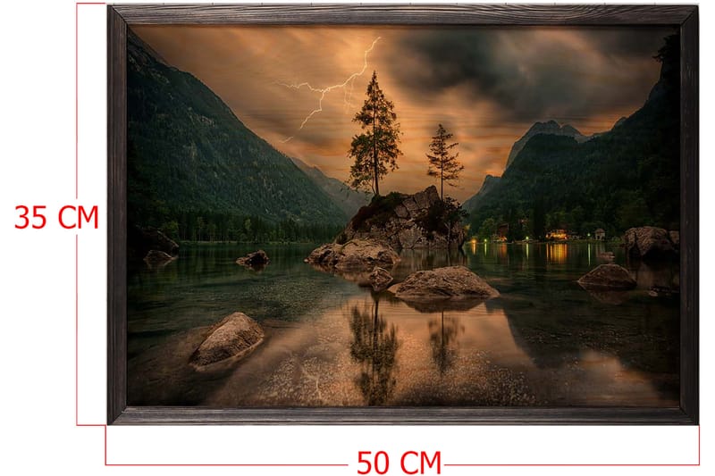 Dekorativ indrammet maleri  35x50 cm - Flerfarvet - Boligtilbehør - Billeder & kunst - Billeder på lærred