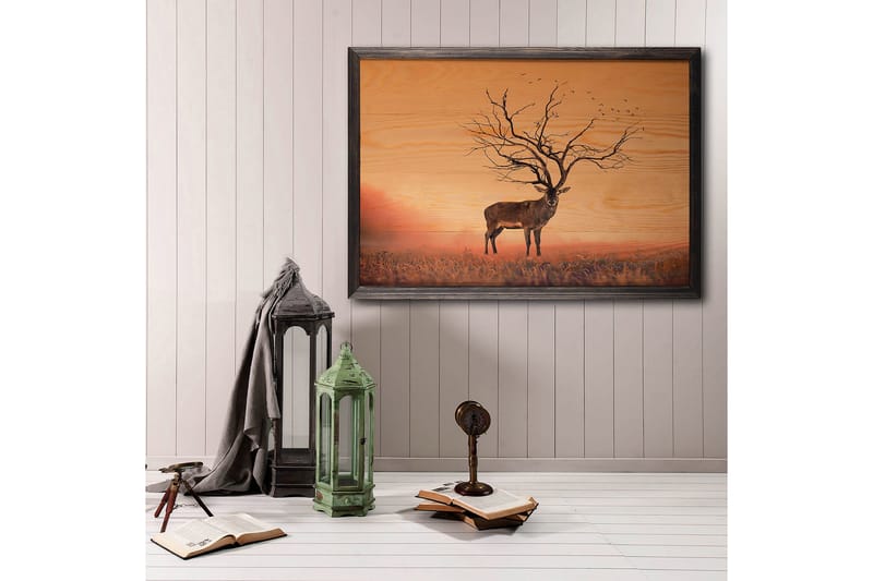 Dekorativ indrammet maleri  35x50 cm - Flerfarvet - Boligtilbehør - Billeder & kunst - Billeder på lærred