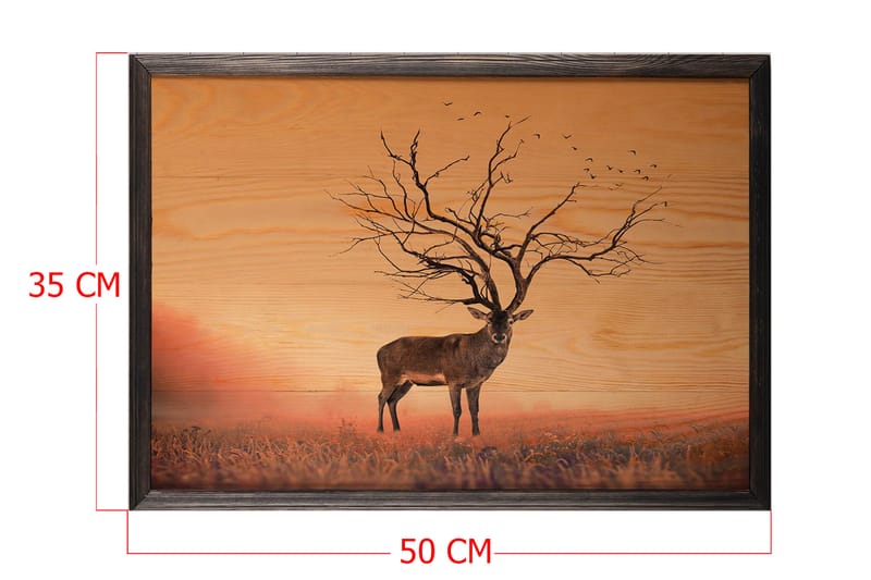 Dekorativ indrammet maleri  35x50 cm - Flerfarvet - Boligtilbehør - Billeder & kunst - Billeder på lærred