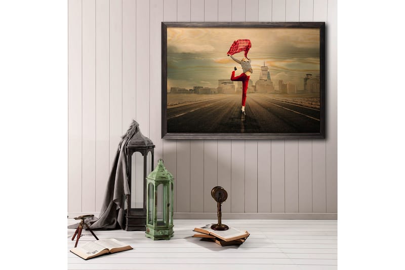 Dekorativ indrammet maleri  35x50 cm - Flerfarvet - Boligtilbehør - Billeder & kunst - Billeder på lærred