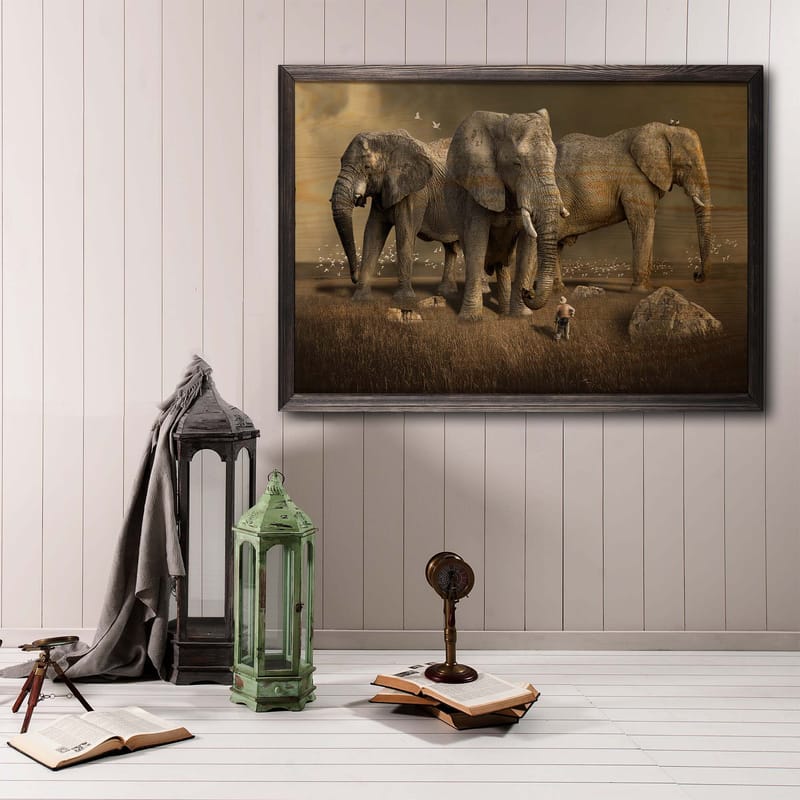 Dekorativ indrammet maleri  35x50 cm - Flerfarvet - Boligtilbehør - Billeder & kunst - Billeder på lærred