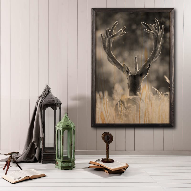 Dekorativ indrammet maleri  35x50 cm - Flerfarvet - Boligtilbehør - Billeder & kunst - Billeder på lærred