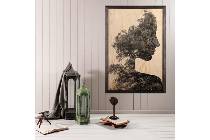Dekorativ indrammet maleri  35x50 cm - Flerfarvet - Boligtilbehør - Billeder & kunst - Billeder på lærred