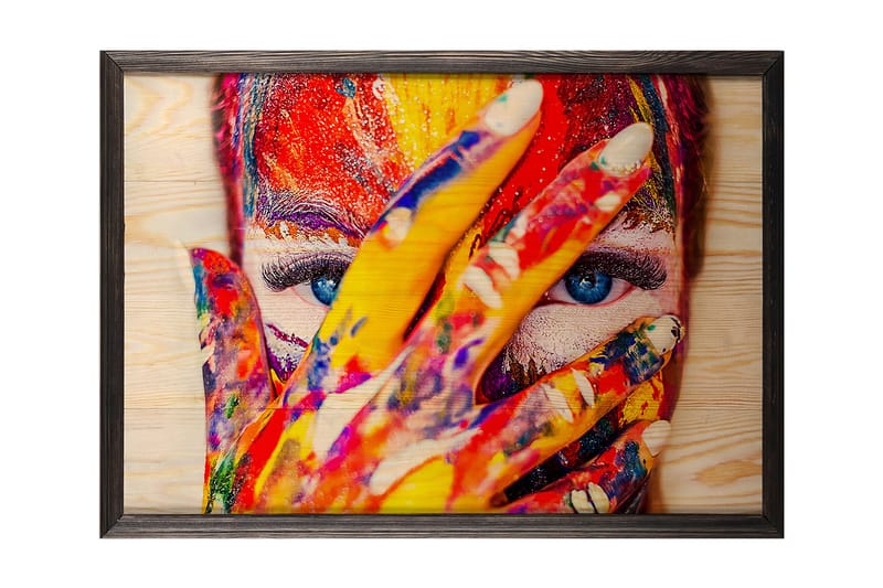 Dekorativ indrammet maleri  35x50 cm - Flerfarvet - Boligtilbehør - Billeder & kunst - Billeder på lærred