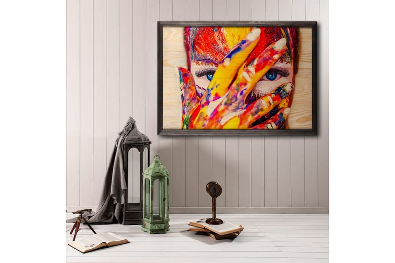 Dekorativ indrammet maleri  35x50 cm - Flerfarvet - Boligtilbehør - Billeder & kunst - Billeder på lærred