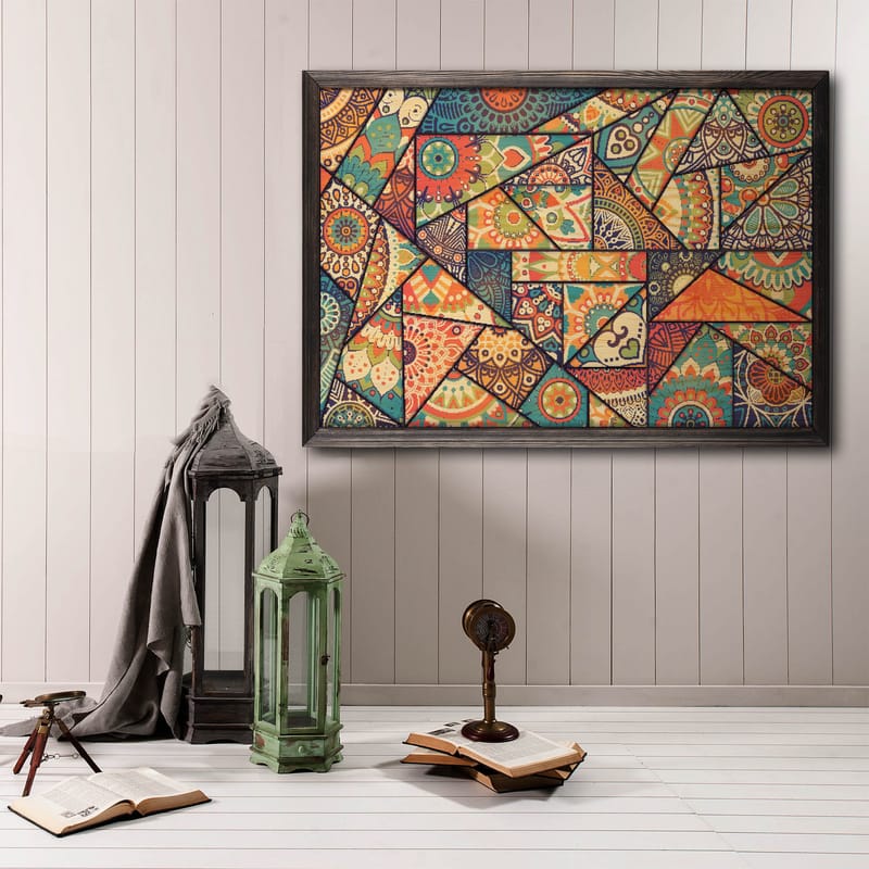 Dekorativ indrammet maleri  35x50 cm - Flerfarvet - Boligtilbehør - Billeder & kunst - Billeder på lærred