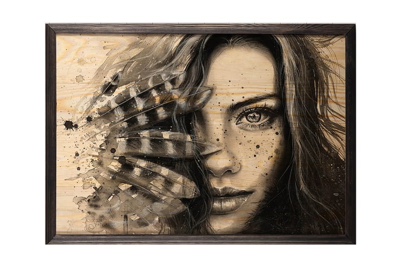 Dekorativ indrammet maleri  35x50 cm - Flerfarvet - Boligtilbehør - Billeder & kunst - Billeder på lærred