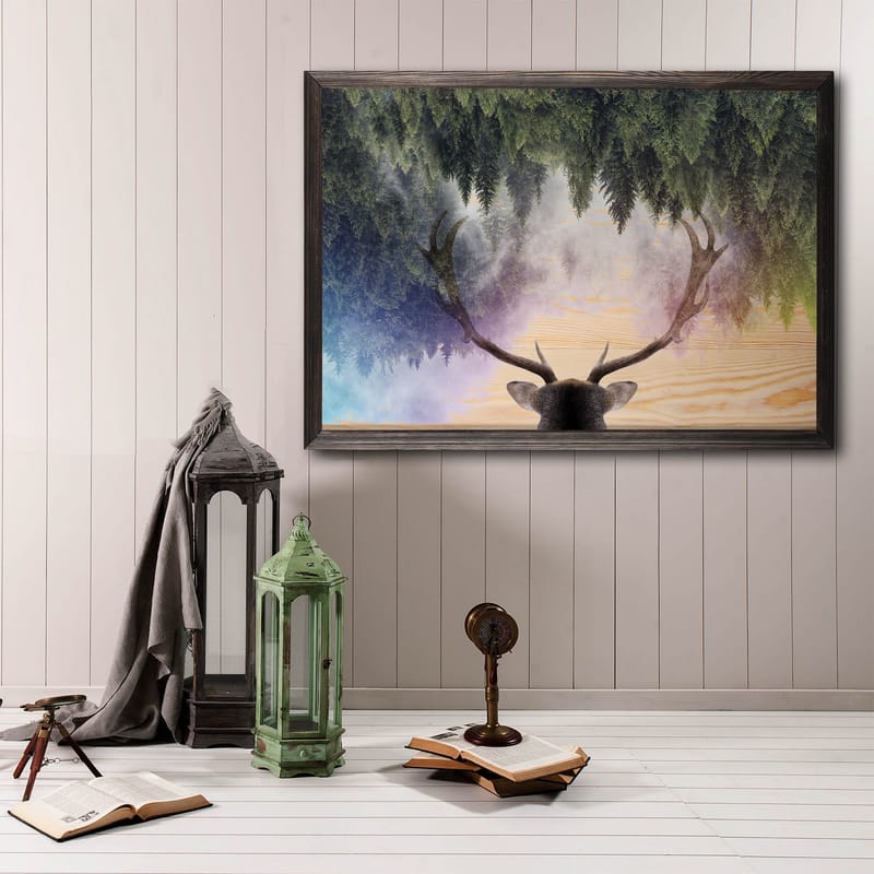 Dekorativ indrammet maleri  35x50 cm - Flerfarvet - Boligtilbehør - Billeder & kunst - Billeder på lærred