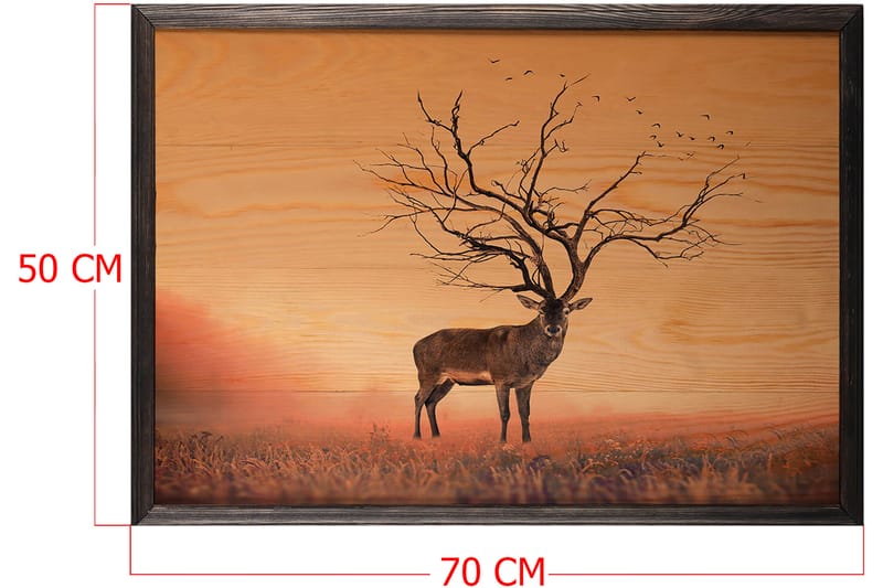 Dekorativ indrammet maleri  50x70 cm - Flerfarvet - Boligtilbehør - Billeder & kunst - Billeder på lærred