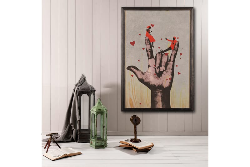 Dekorativ indrammet maleri  50x70 cm - Flerfarvet - Boligtilbehør - Billeder & kunst - Billeder på lærred