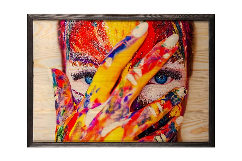 Dekorativ indrammet maleri  50x70 cm - Flerfarvet - Boligtilbehør - Billeder & kunst - Billeder på lærred
