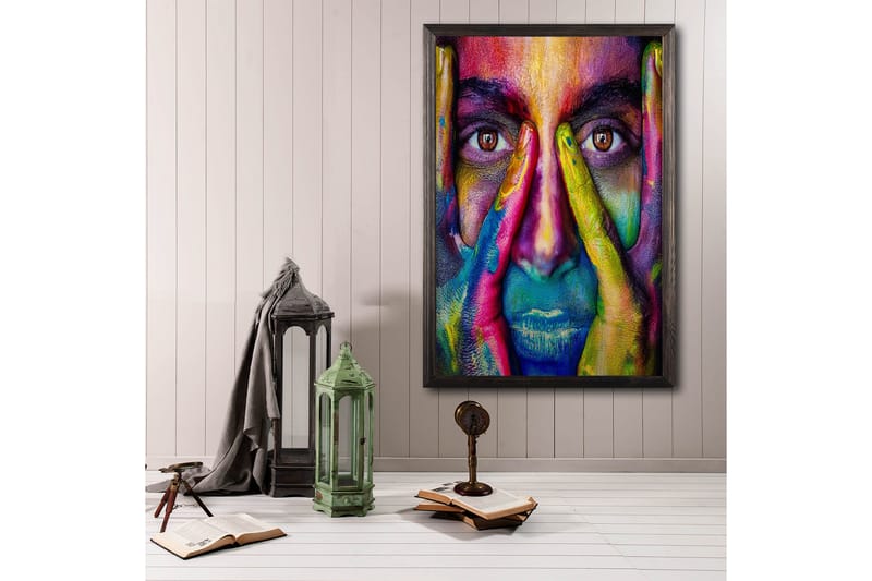 Dekorativ indrammet maleri  50x70 cm - Flerfarvet - Boligtilbehør - Billeder & kunst - Billeder på lærred